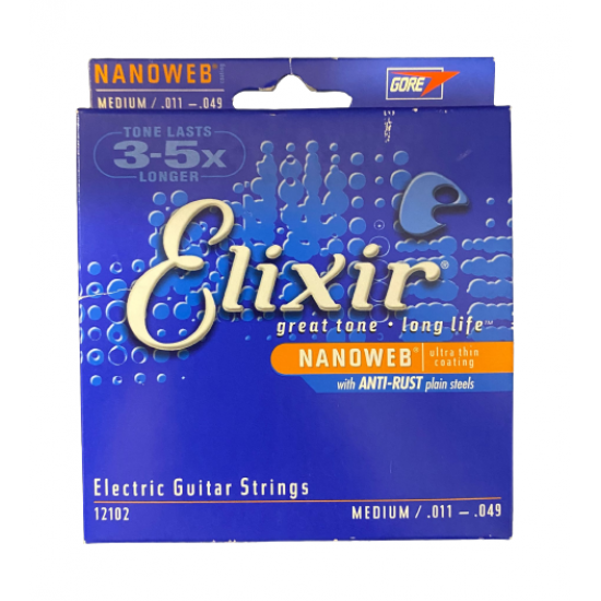 Elixir 12102 Nanoweb Medium Elektro Gitar Teli (11-49)